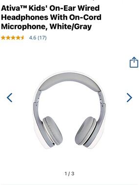 Ativa Kids Wired On-Ear Headphones with built in Microphone in White and Gray